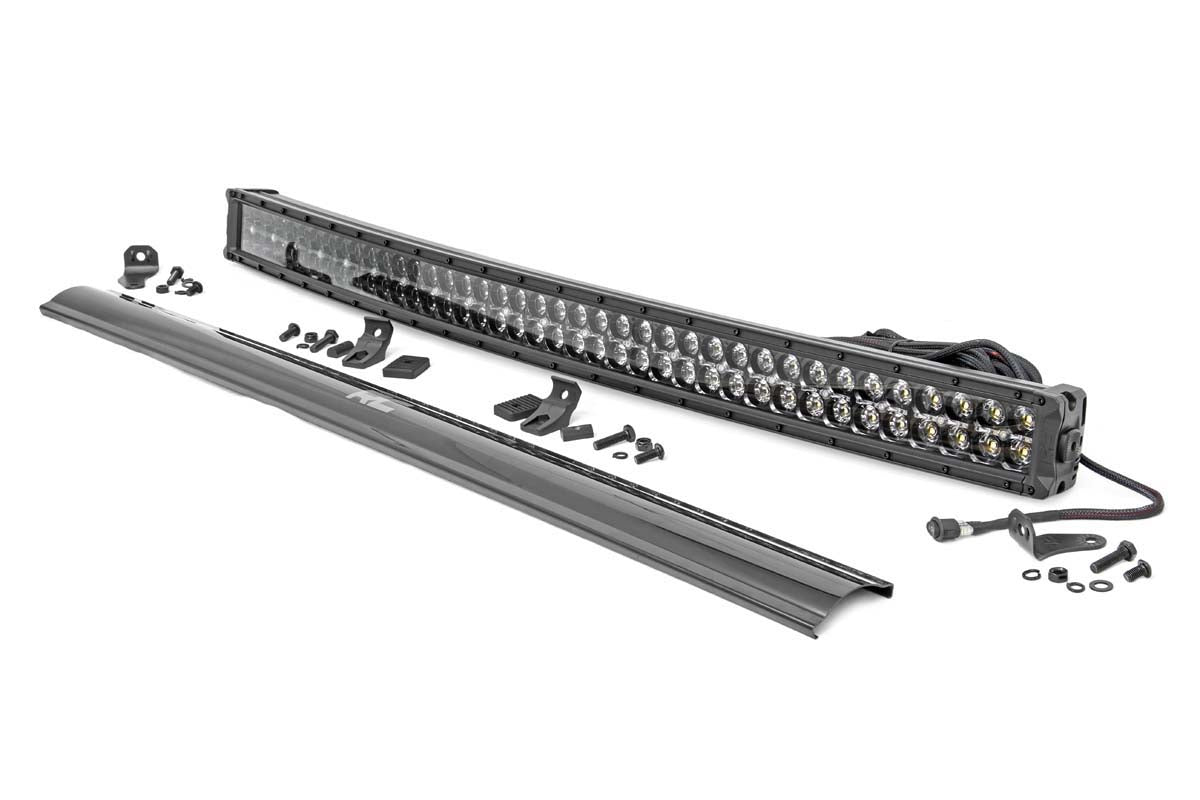 Rough Country Black Series LED 40 Inch Light, Curved Dual Row, White DRL