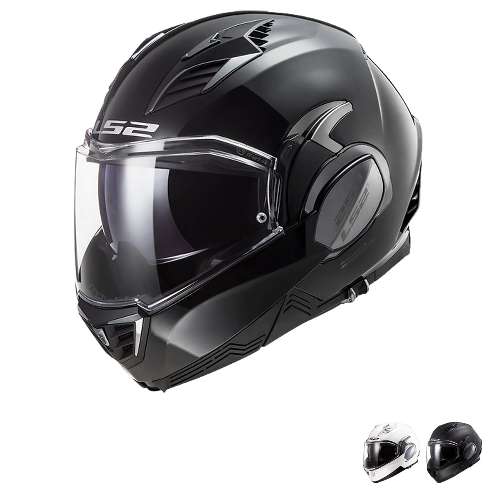 LS2 Valiant II Blackout Modular Motorcycle Helmet W/ SunShield Gloss Black XS